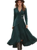 The Emerald Nomad | Premium Western-Luxe Asymmetric Boho-Chic Maxi Dress